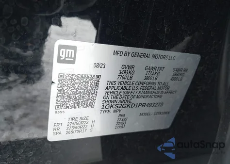 2023 GMC Yukon Xl 4Wd Slt z USA, uszkodzony, nr VIN 1GKS2GKD1PR493273